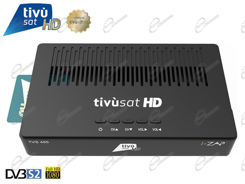 DECODER TIVUSAT HD S495 CON SCHEDA TIVÙSAT ALTA DEFINIZIONE E TELECOMANDO: I-ZAP TVS 495 TUNER DVB-S2