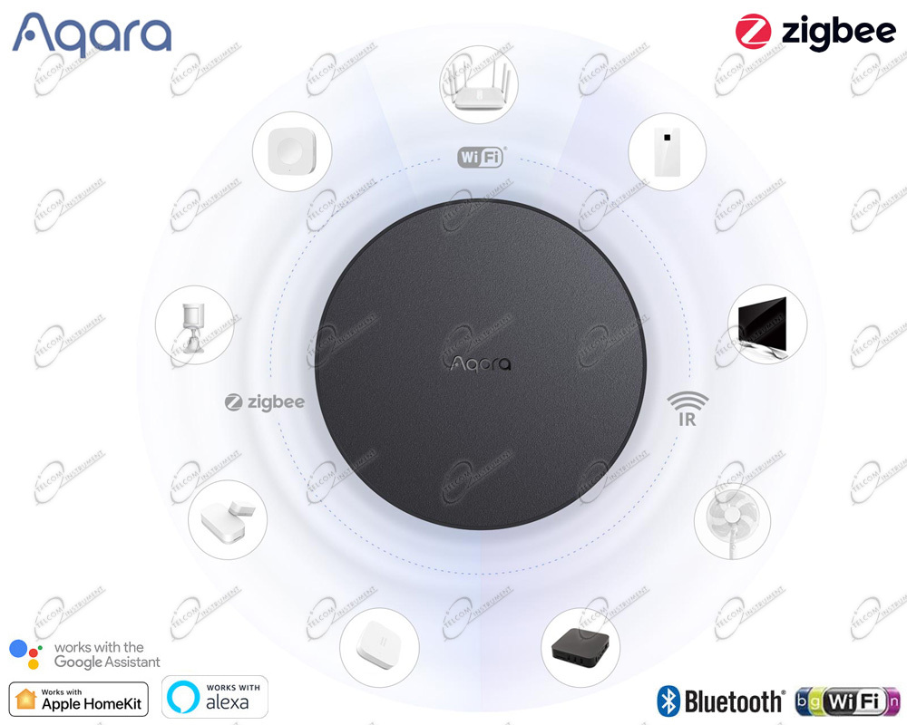 Centralina smart hub aqara m2 per connessione wireless zigbee di sensori  iot domotica wi-fi e bluetooth matter - aqara-hub-m2 