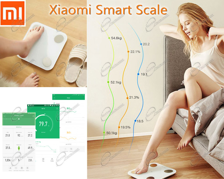 Bilancia Pesapersone LCD Xiaomi Bluetooth Sensori Biometrici 10 misure massa BMI 