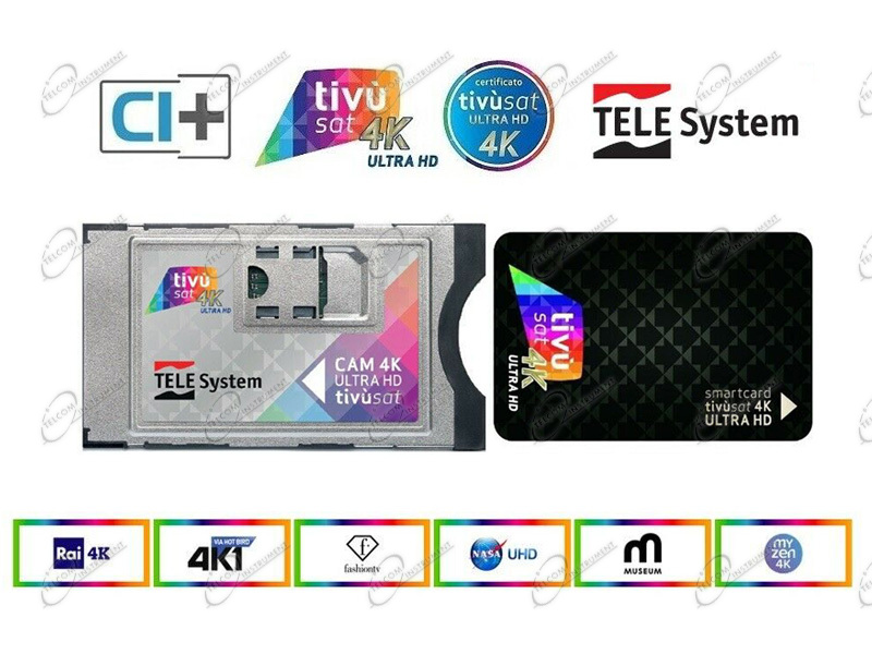 Cam tivusat telesystem e tessera tivÙsat 4k nera: scheda tivusat black per  canali rai 4k uhd e mediaset hd - sat-tivusat-tele4k 