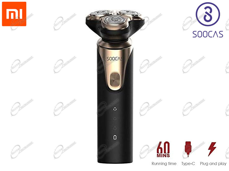 Rasoio da barba elettrico per uomo ergonomico con 3 testine rotanti  lavabile: soocas s3 ha batteria ricaricabile - soocas-rasoio 