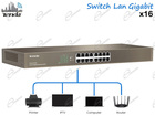 SWITCH GIGABIT DI RETE CON 16 PORTE LAN ETHERNET UNMANAGED: NETWORK SWITCH X16 DA RACK