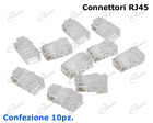 CONNETTORE RJ45 A CRIMPARE PER CAVO DI RETE UTP: È UN CONNETTORE DI RETE RJ45 NON SCHERMATO, CON CONTATTI DORATI.