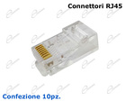 CONNETTORE RJ45 A CRIMPARE PER CAVO DI RETE UTP: È UN CONNETTORE DI RETE RJ45 NON SCHERMATO, CON CONTATTI DORATI.