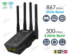 AMPLIFICATORE WIRELESS RANGE EXTENDER WIFI AC1200: RIPETITORE WI-FI DA INTERNO CON 4 ANTENNE E 2 LAN GIGABIT