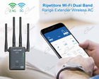 AMPLIFICATORE WIRELESS RANGE EXTENDER WIFI AC1200: RIPETITORE WI-FI DA INTERNO CON 4 ANTENNE E 2 LAN GIGABIT